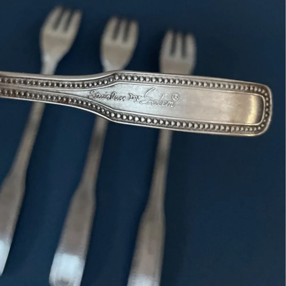 Stainless By Salem 1776 Pattern Cocktail Seafood Forks Set of 4 Flatware Beaded